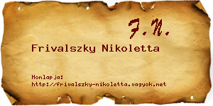 Frivalszky Nikoletta névjegykártya